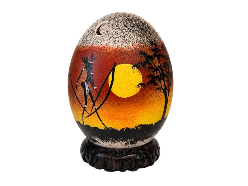 Sunset Decoupage Ostrich Egg - Bushman